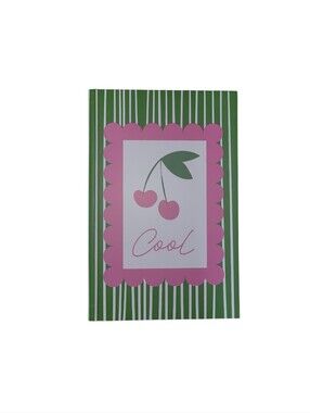 Green & Pink Cherry 'Cool' Patterned Notebook